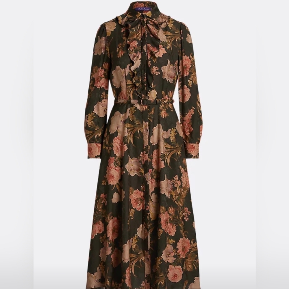 Ralph Lauren Blayke Floral-print Jacquard Silk Blend Dress, NWT - Picture 4 of 15